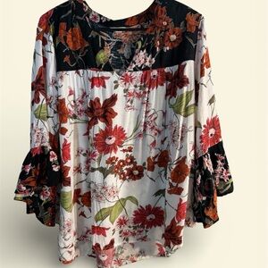 Cato Multicolor Floral Blouse with Ruffle Sleeves 18/20W